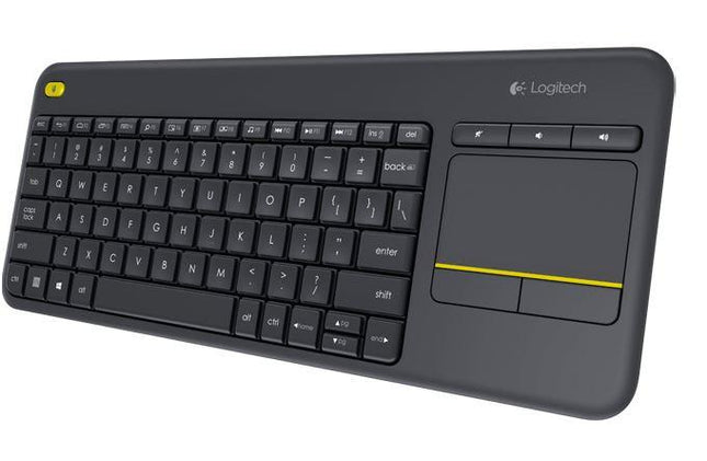 LOGITECH K400 Plus Wireless Keyboard with Touchpad & Entertainment Media Keys Tiny USB Unifying receiver for HTPC connected TVs KBLT-K830BT.