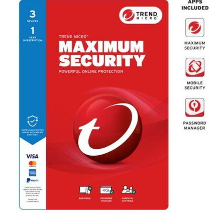 TREND MICRO Micro Maximum Security (3 Device)  Retail Mini Box Auto Renew.