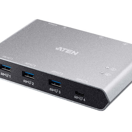 Aten Sharing Switch Gen2 2x4 USB-C, 2x PC, 4x USB 3.2 Gen2 Ports (1x USB-C), Power Passthrough, OSX & Windows Compatible, Plug and Play.