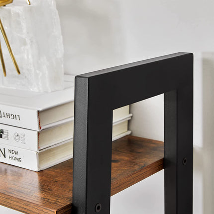 Rustic brown and black steel Metal Frame 4 Tier bookshelf.