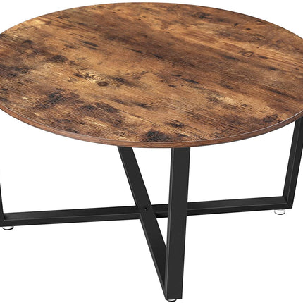 Round Coffee Table Rustic Brown and Black.