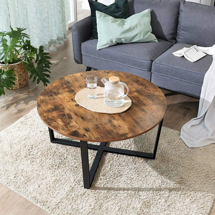 Round Coffee Table Rustic Brown and Black.