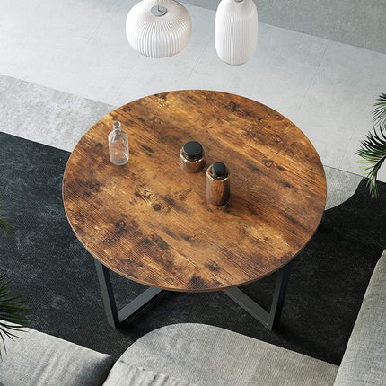 Round Coffee Table Rustic Brown and Black.