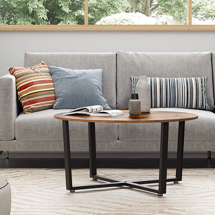 Round Coffee Table Rustic Brown and Black.