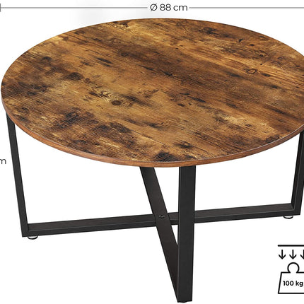 Round Coffee Table Rustic Brown and Black.