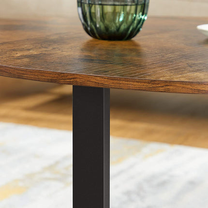 Round Coffee Table Rustic Brown and Black.