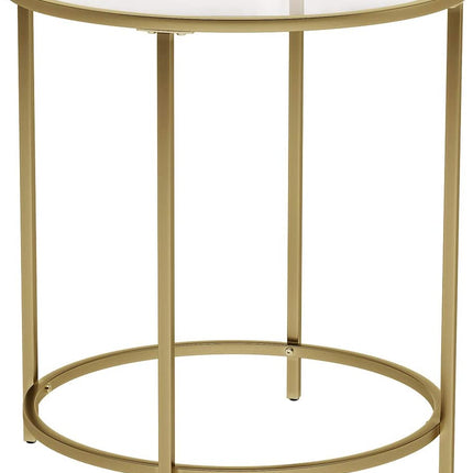 Gold Round Side Table with Golden Metal Frame Robust and Stable.