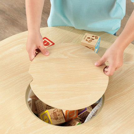 Round Table and 2 Chair Set for children (White Natural).