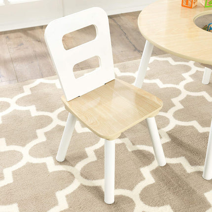 Round Table and 2 Chair Set for children (White Natural).