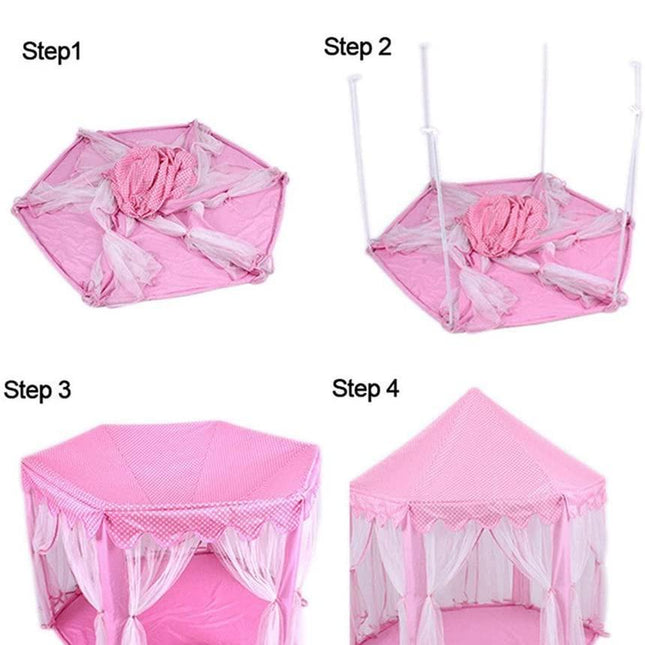 Princess Indoor Playhouse Toy Play Tent for Kids Toddlers with Mat Floor and Carry Bag (Pink).