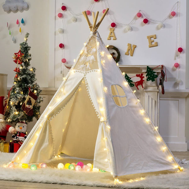 5 Poles Giant Kids Teepee Tent (Natural Canvas).