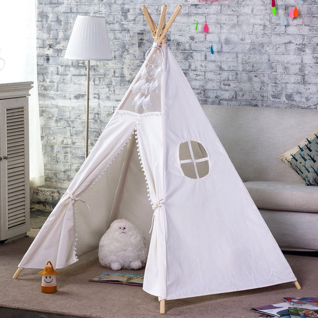 5 Poles Giant Kids Teepee Tent (Natural Canvas).
