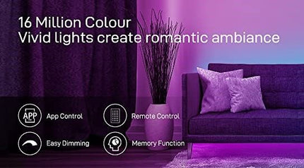 12M LED Strip Lights Rope Light for Bedroom and Home (5050 Lights Strip App with Remote Control).