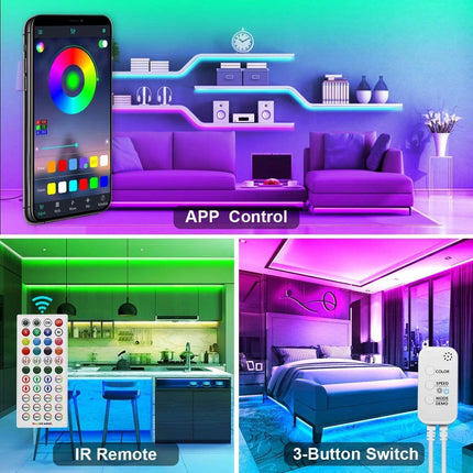 12M LED Strip Lights Rope Light for Bedroom and Home (5050 Lights Strip App with Remote Control).