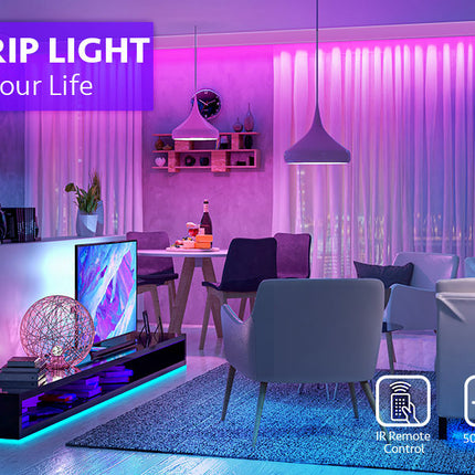 12M LED Strip Lights Rope Light for Bedroom and Home (5050 Lights Strip App with Remote Control).