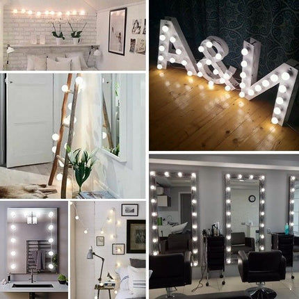 Hollywood Vanity Style LED Makeup Lights Mirror with 3 Color Modes Lights with 10 Dimmable Bulbs (Mirror Not Include).