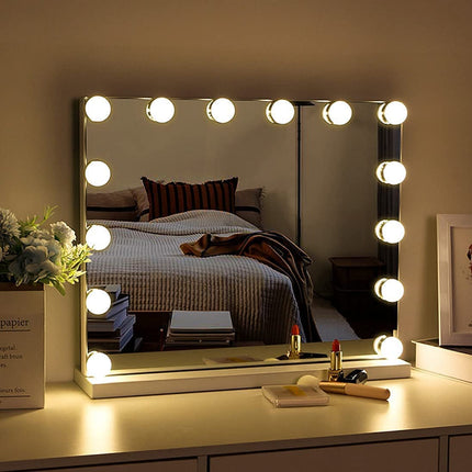 Hollywood Vanity Style LED Makeup Lights Mirror with 3 Color Modes Lights with 10 Dimmable Bulbs (Mirror Not Include).