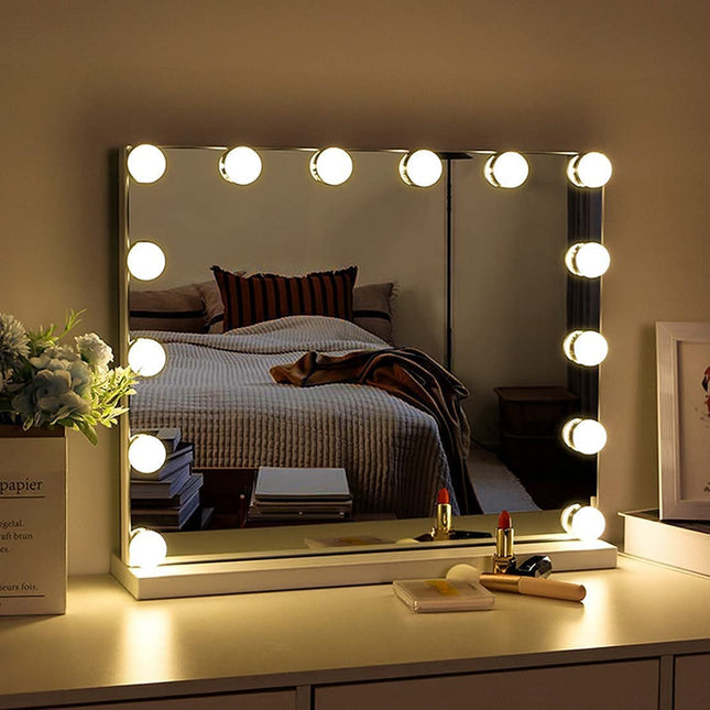Hollywood Vanity Style LED Makeup Lights Mirror with 3 Color Modes Lights with 10 Dimmable Bulbs (Mirror Not Include).