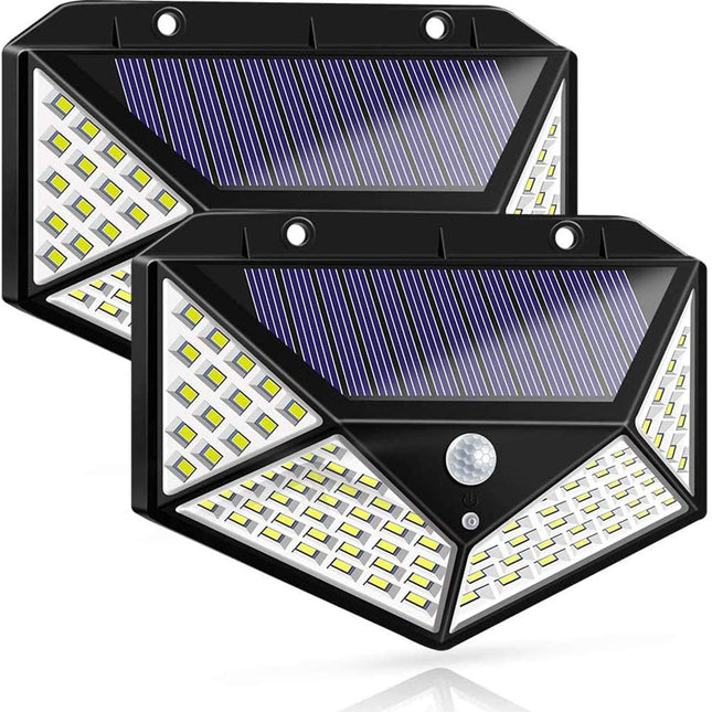 100 Waterproof LED Motion Sensor Solar Security Lights Outdoor (2pack).