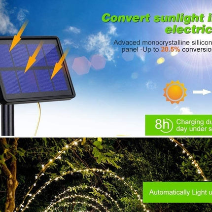 200 Waterproof LED Solar Fairy Light Outdoor with 8 Lighting Modes for Home,Garden and Decoration.
