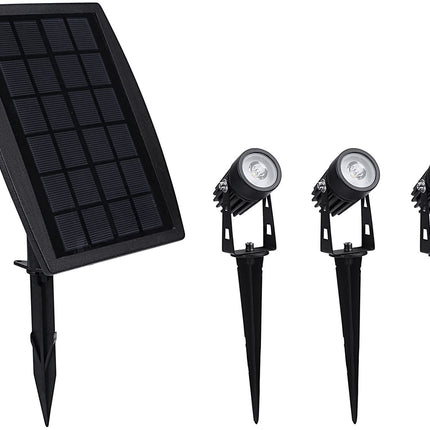 3 x LED Spotlights Powered Solar Garden Lights Outdoor Waterproof (Warm White).