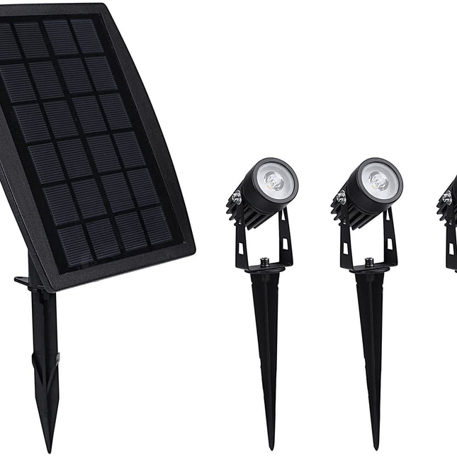 3 x LED Spotlights Powered Solar Garden Lights Outdoor Waterproof (Warm White).