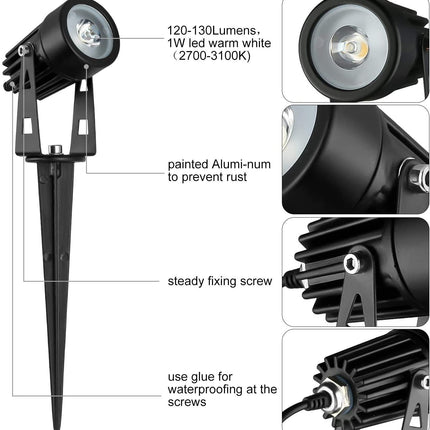 3 x LED Spotlights Powered Solar Garden Lights Outdoor Waterproof (Warm White).