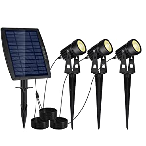 3 x LED Spotlights Powered Solar Garden Lights Outdoor Waterproof (Warm White).
