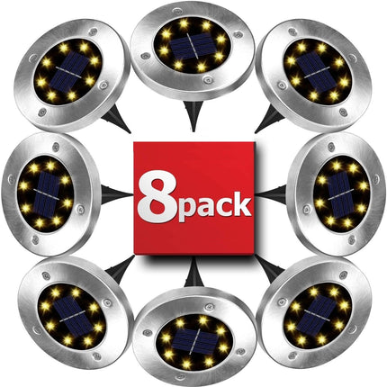 8 Pack LED Solar Pathway Lights Outdoor Solar Ground Lights (Warm White).