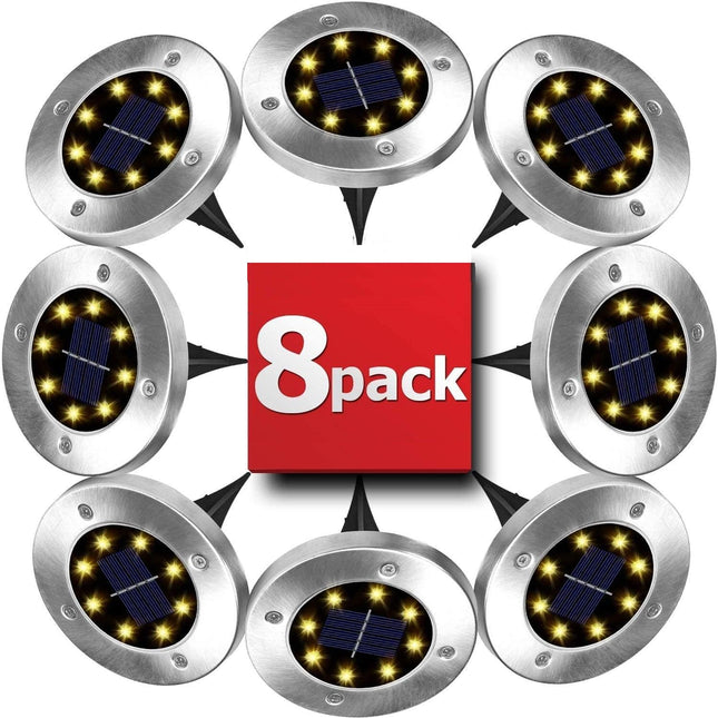 8 Pack LED Solar Pathway Lights Outdoor Solar Ground Lights (Warm White).