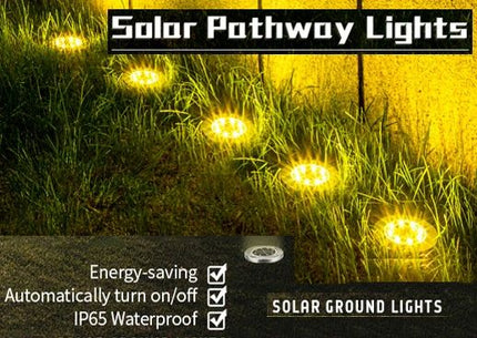 8 Pack LED Solar Pathway Lights Outdoor Solar Ground Lights (Warm White).