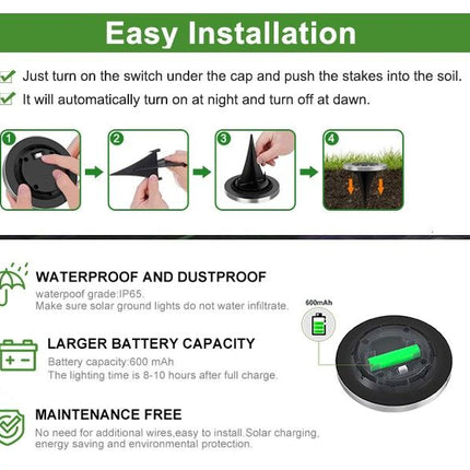 8 Pack LED Solar Pathway Lights Outdoor Solar Ground Lights (Warm White).