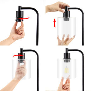 2x Pack Industrial Table Lamp with 2 USB Port for Bedside Nightstand Desk and Living Room Office (Bulb not Included).