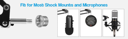 Microphone Radio Broadcasting Stand with 3/8"to 5/8" Screw Adapter and Windscreen Pop Filter.