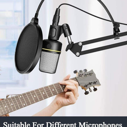 Microphone Radio Broadcasting Stand with 3/8"to 5/8" Screw Adapter and Windscreen Pop Filter.