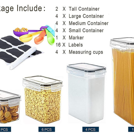 14 Pieces Airtight Food Storage and BPA Free Plastic with Easy Lock Black Lids Labels for Kitchen.