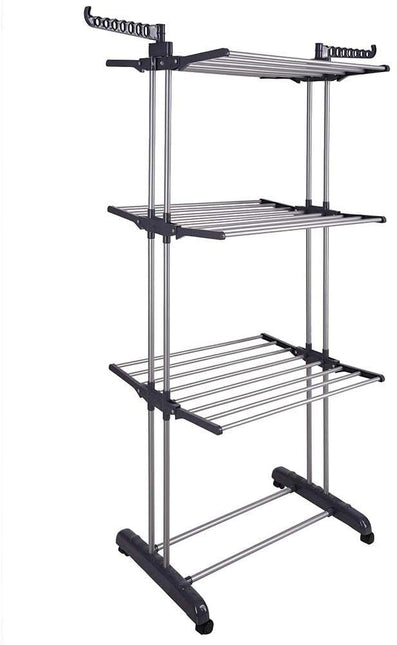 3 Tier Foldable Clothes Drying Rack for Laundry Dryer with Hanger Stand Rail Indoor.