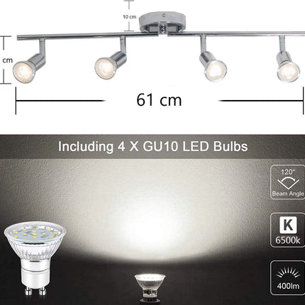 Modern 4 Light Track Lighting Kit LED (Chrome).