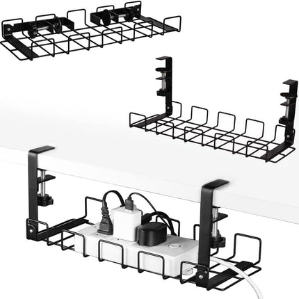 2 pack Under Desk Cable Management Tray, Black.