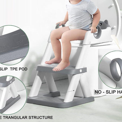 Potty Training Seat Ladder, Kids Boys Girls, Grey.