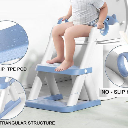 Potty Training Seat Ladder, Kids Boys Girls, Blue.