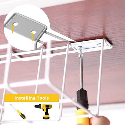 2 Pack Under Desk Cable Management Tray, White.