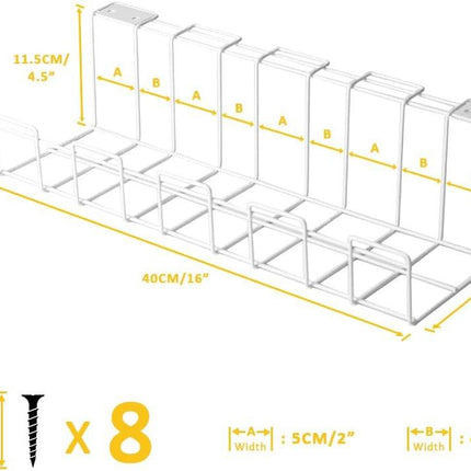 2 Pack Under Desk Cable Management Tray, White.