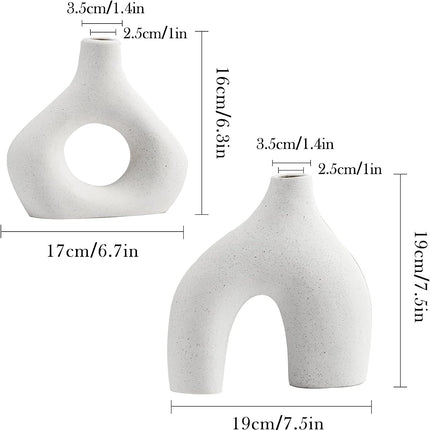 Ceramic Set of 2 Modern White Vases for Home D�cor.