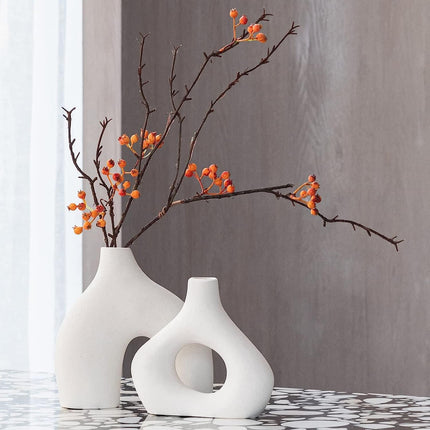 Ceramic Set of 2 Modern White Vases for Home D�cor.