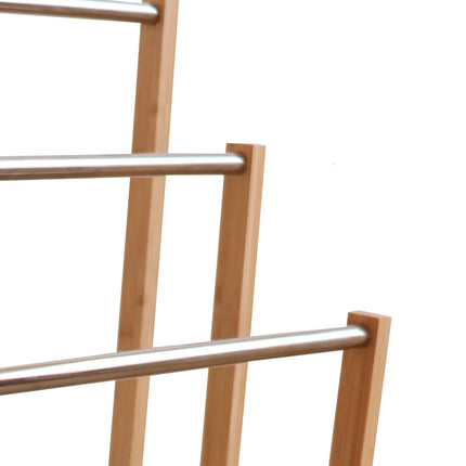 Bamboo Towel Bar Metal Holder Rack 3-Tier Freestanding for Bathroom and Bedroom.