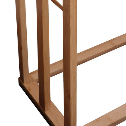 Bamboo Towel Bar Metal Holder Rack 3-Tier Freestanding for Bathroom and Bedroom.