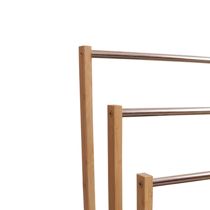 Bamboo Towel Bar Metal Holder Rack 3-Tier Freestanding for Bathroom and Bedroom.