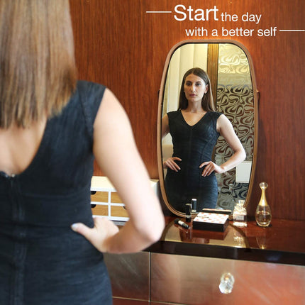 Hanging Full Length Wall Mirror - Solid Bamboo Frame and Adjustable Leather Strap for Bathroom and Bedroom.