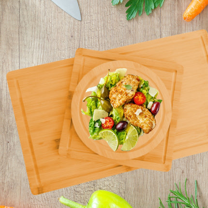 3 Pieces Bamboo Cutting Board with Juice Groove and Mobile Holder included for Home Kitchen.